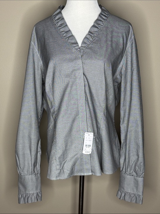Brooks Brothers Tops - Brooks Brothers gray ruffled collared button down blouse size 16.